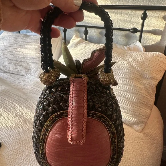 Mary Frances Pink and Green Embellished Decorative Handbag - Picture 3 of 5